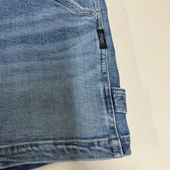 Silver Jeans Sure Thing Carpenter Shorts Medium Wash Denim Women’s Size 32 - Picture 2 of 7